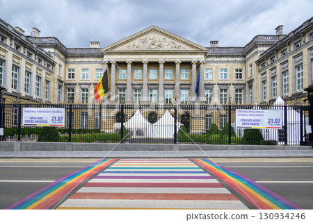 Palace of the Nation neoclassical building housing the Belgian Federal Parliament in Brussels, Belgium 130934246