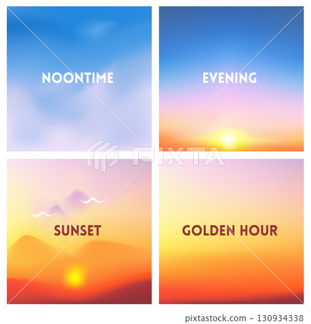 Abstract vector red sunset blurred background set. Square blurred backgrounds set - Yellow, red and orange autumn colors of falling leaves. Abstract vector red sunset blurred background set. Square blurred backgrounds set - Yellow, red and orange autumn colors of falling leaves. 130934338