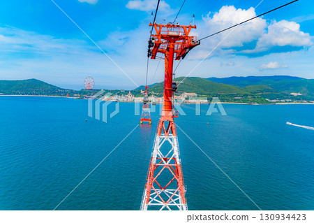 Cable car over the sea. 130934423