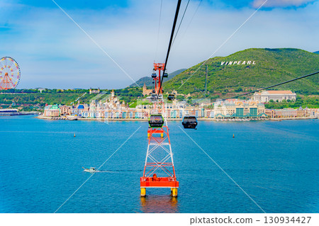 Cable car over the sea. Cable car over the sea. 130934427