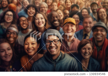 Experience the joy in this vibrant crowd photo! Smiling faces 130934546