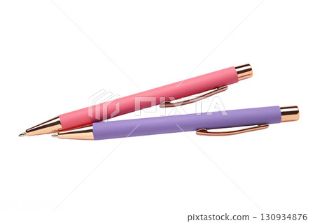 Pink and purple pens isolated on white background 130934876