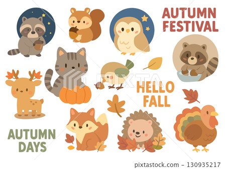秋季動物角色集 秋季動物角色集 130935217