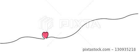 Minimalist continuous line with pink heart accent illustration Minimalist continuous line with pink heart accent illustration 130935218