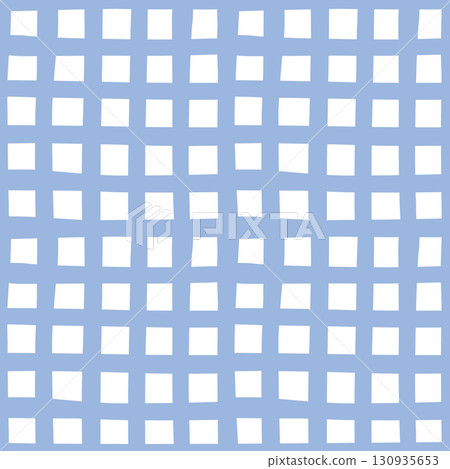 Blue checkered seamless pattern. Vector summer picnic, plaid, blanket hand drawn repeat background, geometric print Blue checkered seamless pattern. Vector summer picnic, plaid, blanket hand drawn repeat background, geometric print 130935653