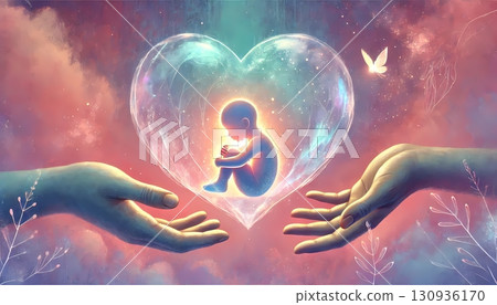 Illustration of an adult's hand protecting a child's heart - Illustration for psychological and educational content Illustration of an adult's hand protecting a child's heart - Illustration for psychological and educational content 130936170