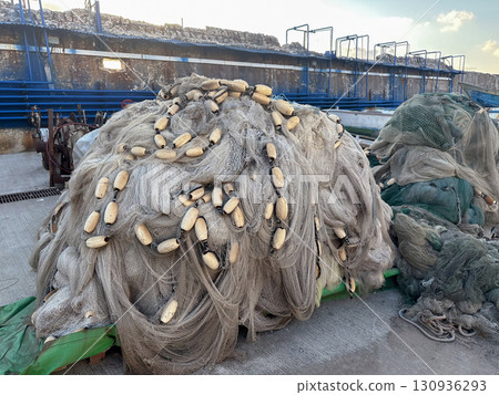 Fishing nets in a fishing port 130936293