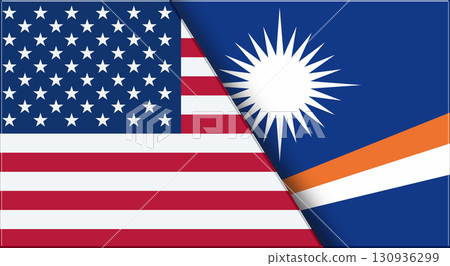 Flags of USA and Marshall Islands. United States and Marshall Islands flags 130936299