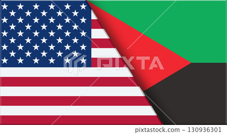 Flags of USA and Martinique. United States and Martinique National flags 130936301