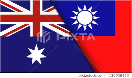 Flags of Australia and Taiwan. Australian and Taiwanese National flag on Fabric 130936363