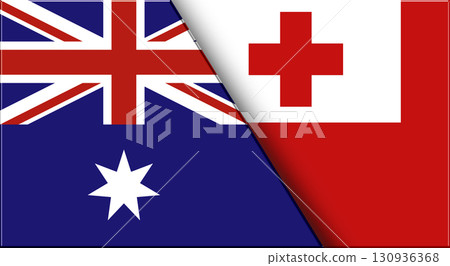 Flags of Australia and Tonga. Australian and Tongan National flags on Fabric 130936368