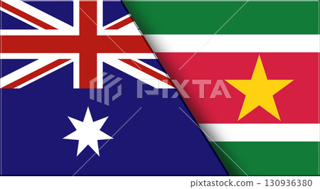 Flags of Australia and Suriname. Australian and Surinamese National flags 130936380