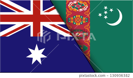 Flags of Australia and Turkmenistan. Australian and Turkmen National flags Flags of Australia and Turkmenistan. Australian and Turkmen National flags 130936382