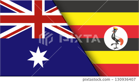 Flags of Australia and Uganda. Australian and Ugandan National flags Flags of Australia and Uganda. Australian and Ugandan National flags 130936407