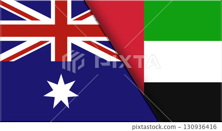 Flags of Australia and United Arab Emirates. Australian and Emirati flags 130936416