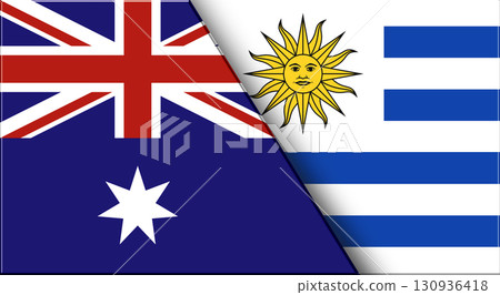 Flags of Australia and Uruguay. Australian and Uruguayan National flag Flags of Australia and Uruguay. Australian and Uruguayan National flag 130936418