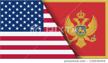 Flags of USA and Montenegro. United States and Montenegrin National flags 130936444