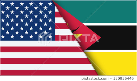 Flags of USA and Mozambique. United States and Mozambican National flags Flags of USA and Mozambique. United States and Mozambican National flags 130936446