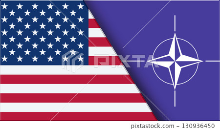 Flags of USA and NATO. United States and North Atlantic Treaty Organization 130936450