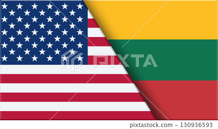 Flags of USA and Lithuania. United States and Lithuanian National flags 130936593
