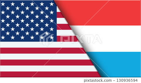 Flags of USA and Luxembourg. United States and Luxembourgian National flags 130936594