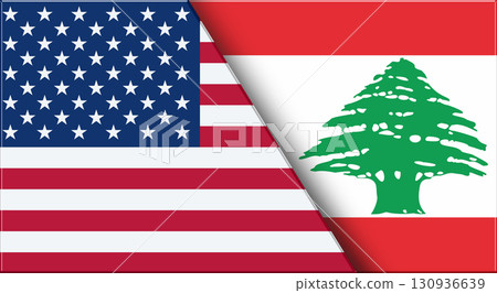 Flags of USA and Lebanon. United States and Lebanese National flags Flags of USA and Lebanon. United States and Lebanese National flags 130936639