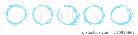 Vector water splash circle logo icon. Round water splash flat frame liquid abstract background Vector water splash circle logo icon. Round water splash flat frame liquid abstract background 130936662