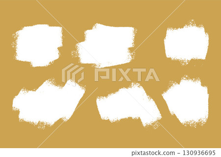 collection of six white grungy distress paintbrush texture background 130936695