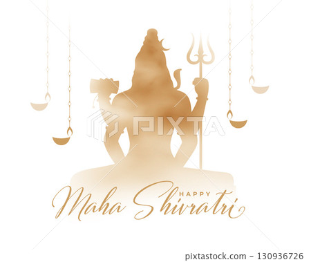 happy maha shivratri religious card with lord shiva silhouette 130936726