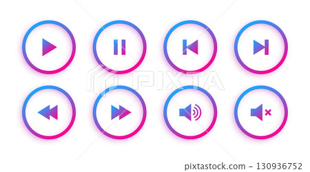 collection of audio player control button sign design 130936752