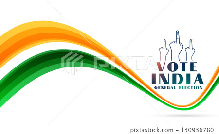 vote for indian general election banner with wavy tricolor flag design vote for indian general election banner with wavy tricolor flag design 130936780