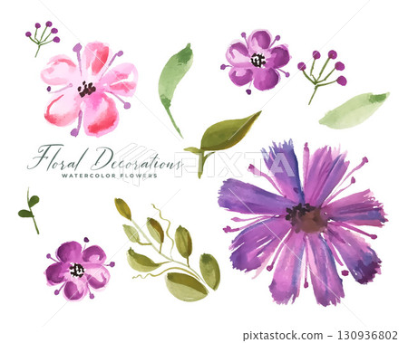hand painted blossom flourish bouquet element in collection 130936802
