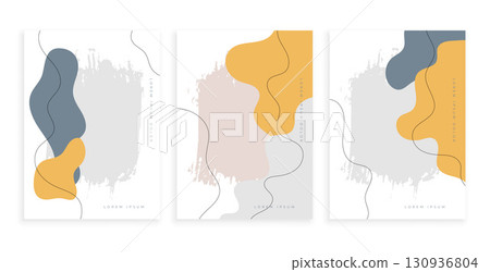 hand drawn abstract curve shapes pattern poster in set hand drawn abstract curve shapes pattern poster in set 130936804