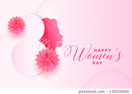 happy womens day greeting background with floral decor 130936808