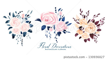 set of natural botanical flower and leaves background in hand drawn style 130936827