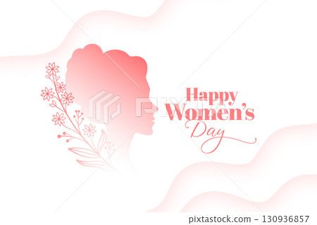 happy womens day greeting card with floral decor happy womens day greeting card with floral decor 130936857