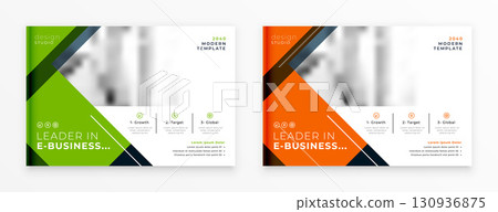 modern business brochure flyer with annual strategy 130936875