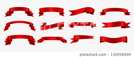 pack of realistic ribbon band element banner for xmas or award decor 130936899