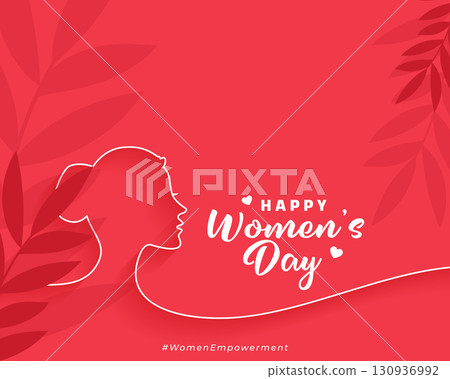 beautiful happy womens day greeting card in line art beautiful happy womens day greeting card in line art 130936992