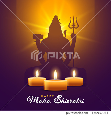hindu cultural maha shivratri wishes background with glowing diya 130937011