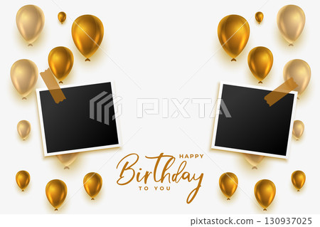 nice happy birthday event card with realistic photo frame nice happy birthday event card with realistic photo frame 130937025