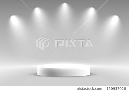 modern podium round stand with focus light effect for object display 130937026
