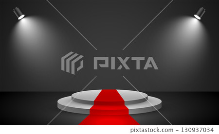 3d podium stand for product display with realistic focus light effect 3d podium stand for product display with realistic focus light effect 130937034