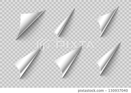 set of isolated 3d empty paper curl template design 130937040