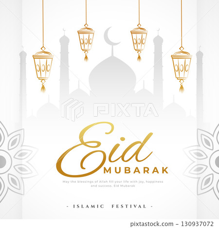 islamic festive eid mubarak wishes background in classic style 130937072