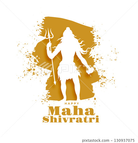 papercut style happy maha shivratri wishes card with splatter effect papercut style happy maha shivratri wishes card with splatter effect 130937075
