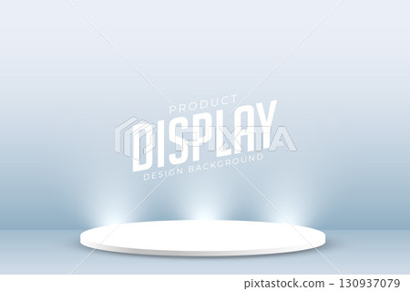 3d podium stand backdrop with light effect for award presentation 130937079