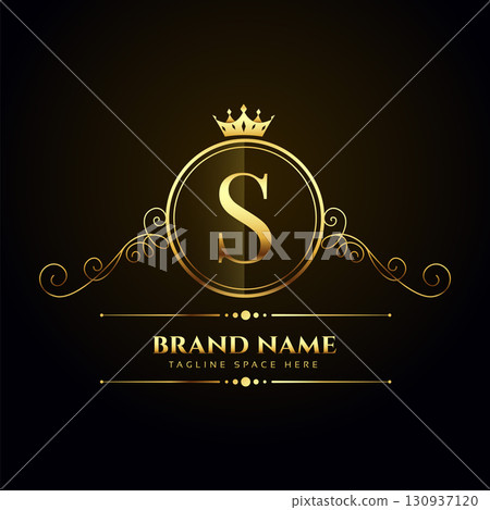 elegant golden letter S logo background for royal or vip brands 130937120