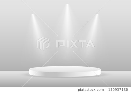 round shape 3d pedestal background with spot light effect for object promotion 130937186