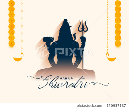 happy maha shivratri religious background with floral decor happy maha shivratri religious background with floral decor 130937187